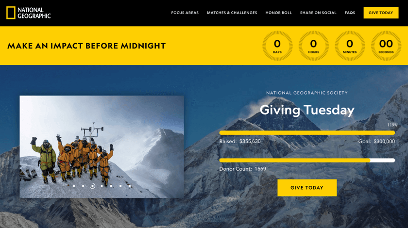 Giving Tuesday website made with WPBakery Page Builder